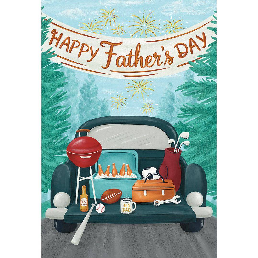 Pictura Forest Truck Father's Day card featuring a colorful illustrated forest scene with a cheerful truck for celebrating dad